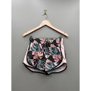 Nike Dri Fit Tropical Palm Leaf Running Shorts Pink Green Activewear Y2K